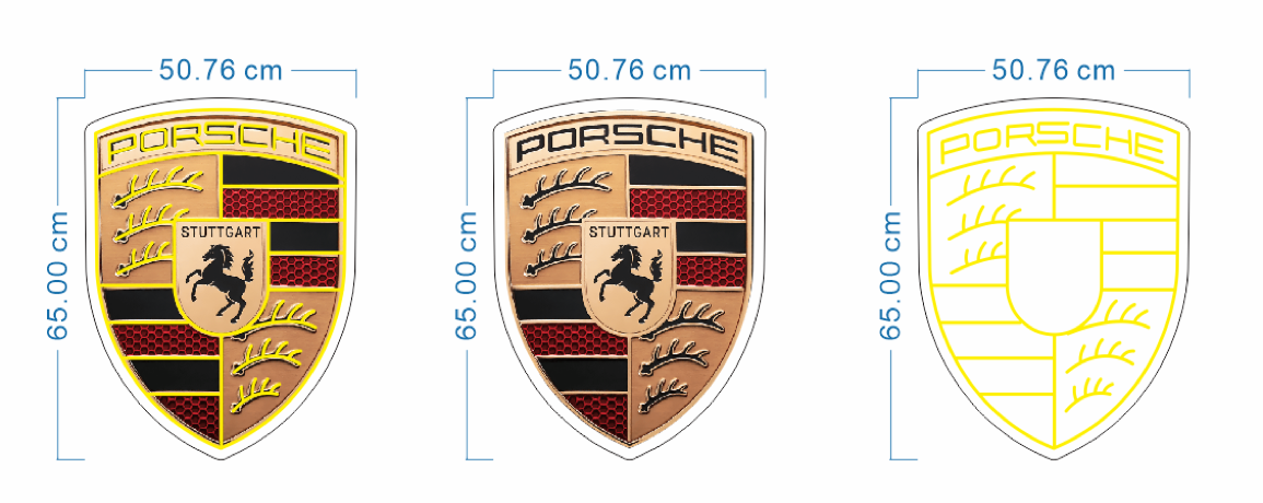 Porsche neon Flex Logo with UV print